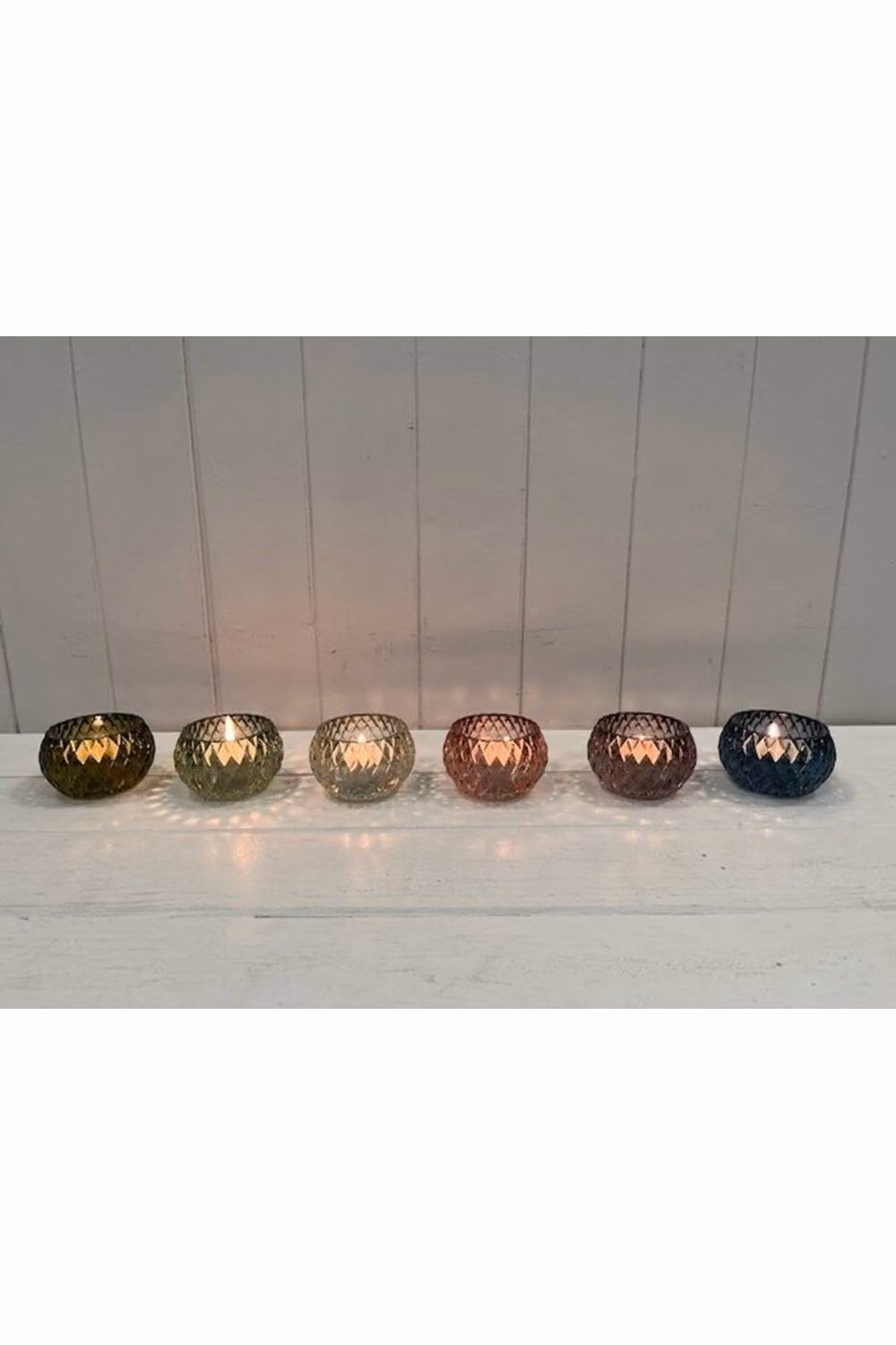 KDMD Green Geometric Diamond Pattern Glass Tealight Holder – 2