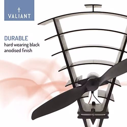 Valiant Vanquish 250 Heat Powered Stove Fan for Log Burners and Multifuel Stoves, Black, H 25.0 cm x W 23.0 cm x D 7.6 cm – 5