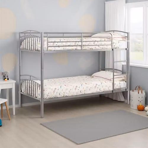 Seconique Ventura Silver Metal 3ft Single Bunk Bed Frame