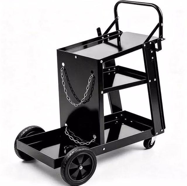 FORGEVIO 3-Tier Rollable Welding Trolley in Black