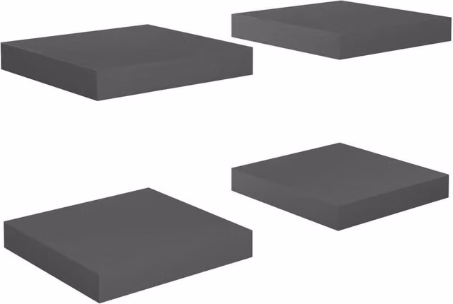 Berkfield Home Set of 4 High Gloss Grey Floating Wall Shelves, W/D/H: 23 x 23.5 x 4 cm – 1
