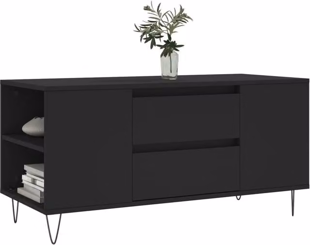 Berkfield Home Modern Black Rectangular Coffee Table, W/D/H: 102 x 44.5 x 50 cm