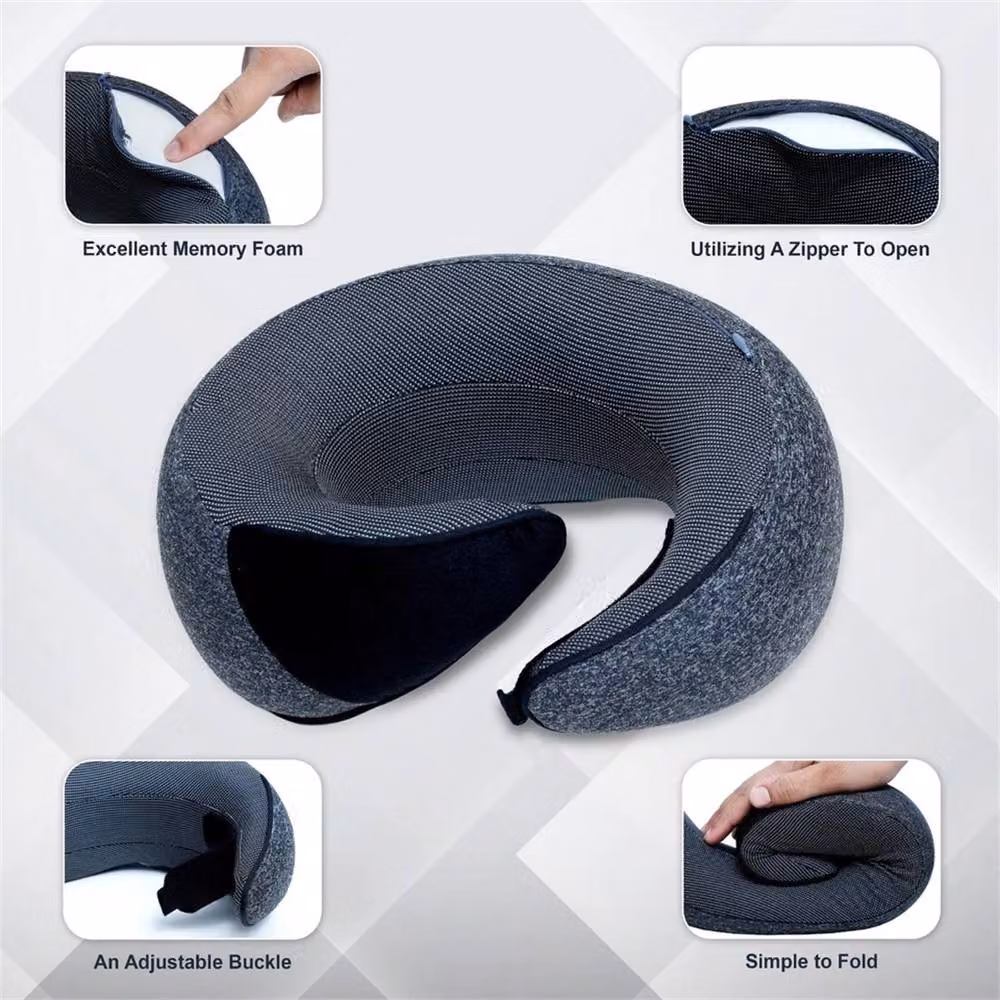 Nordara U-Shaped Memory Foam Travel Pillow in Dark Grey – 4