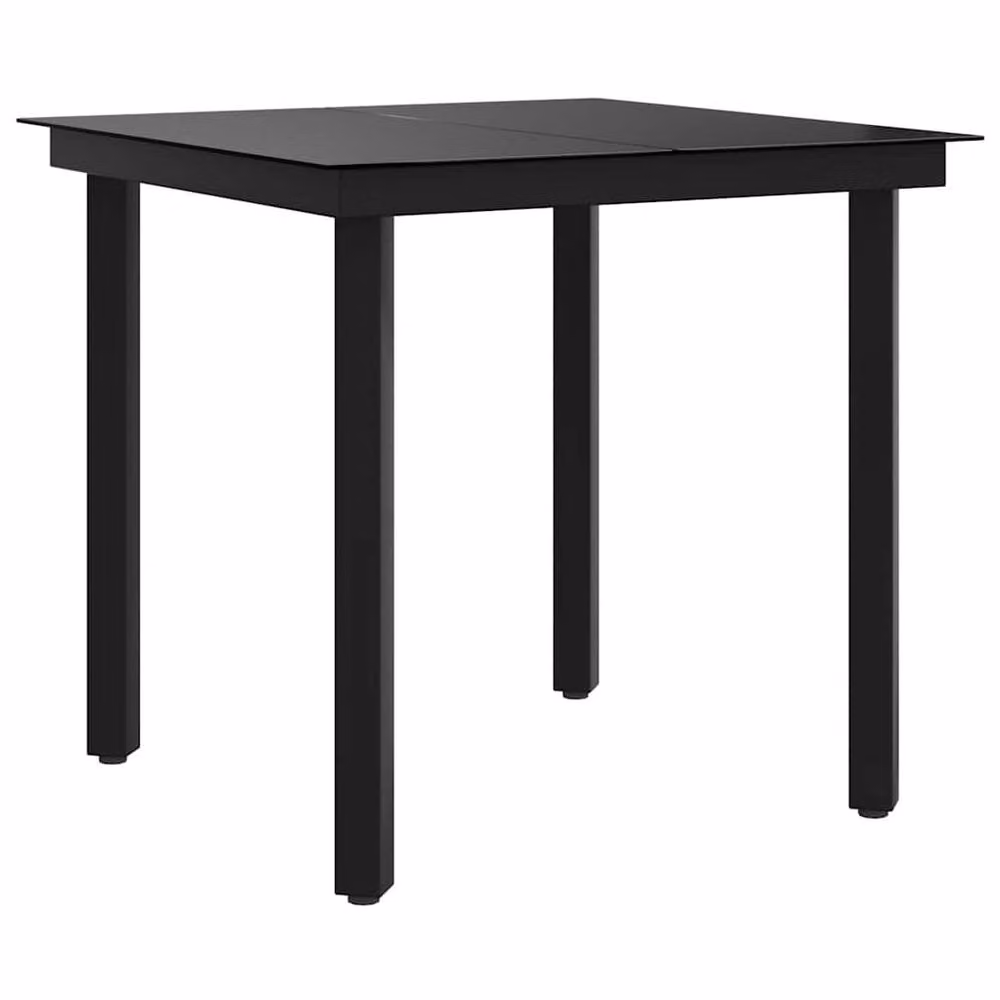 Berkfield Home Classic Garden Dining Table in Black Steel and Glass, W/D/H: 80 x 80 x 74 cm – 2