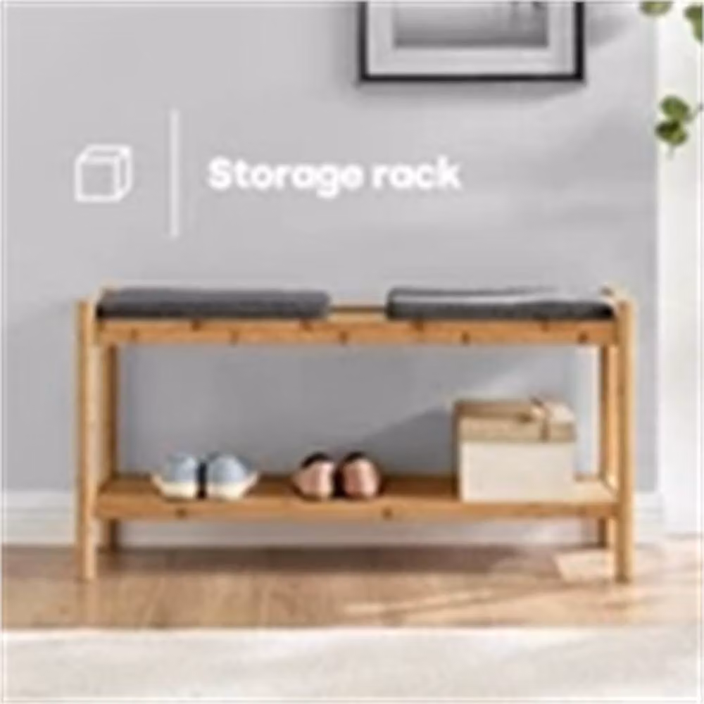 Nordara 2 Tier Bamboo Wood Shoe Rack Bench in Brown – 3