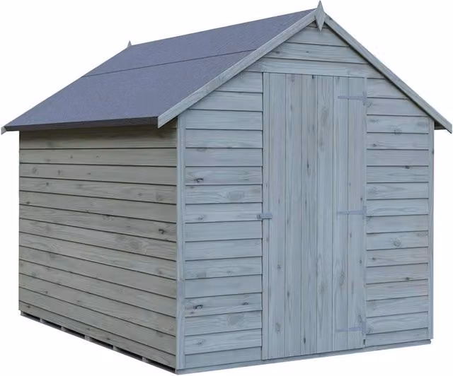 Shires Overlap Pressure Treated Value Range Single Door Shed in Grey, W: 244 cm, D: 183 cm, H: 183 cm