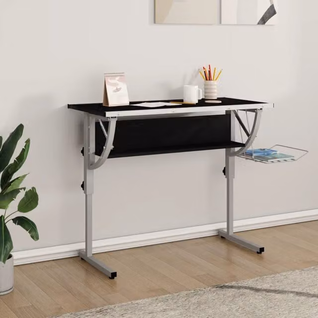 Berkfield Home Craft Writing Desk in Black and Grey, W/D/H: 110 x 53 x 58-87 cm – 1