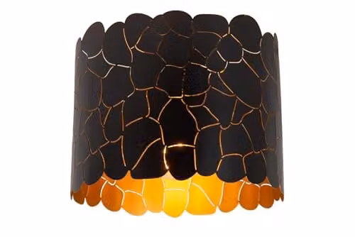 Lucide Almelo Flush Ceiling Light, Black and Gold/Brass, Diameter: 25.5 cm – 1