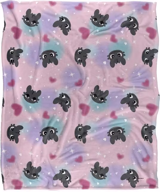 NBCU Toothless Air Brush Heads Super Soft Throw Blanket, Multicolour, Small
