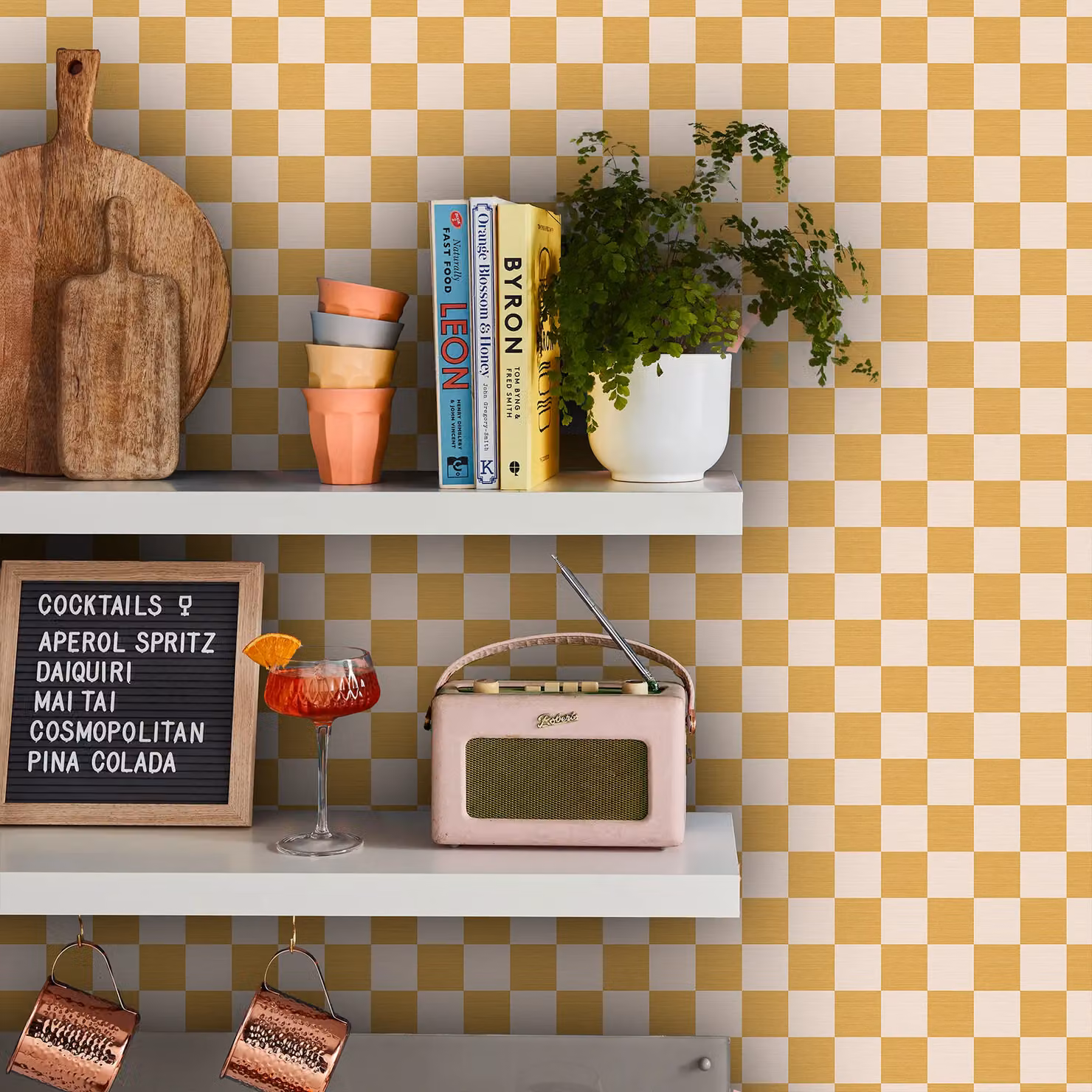 Envy Check me Out Butterscotch Yellow Checkered Wallpaper, W: 52 cm, H: 1000 cm – 3
