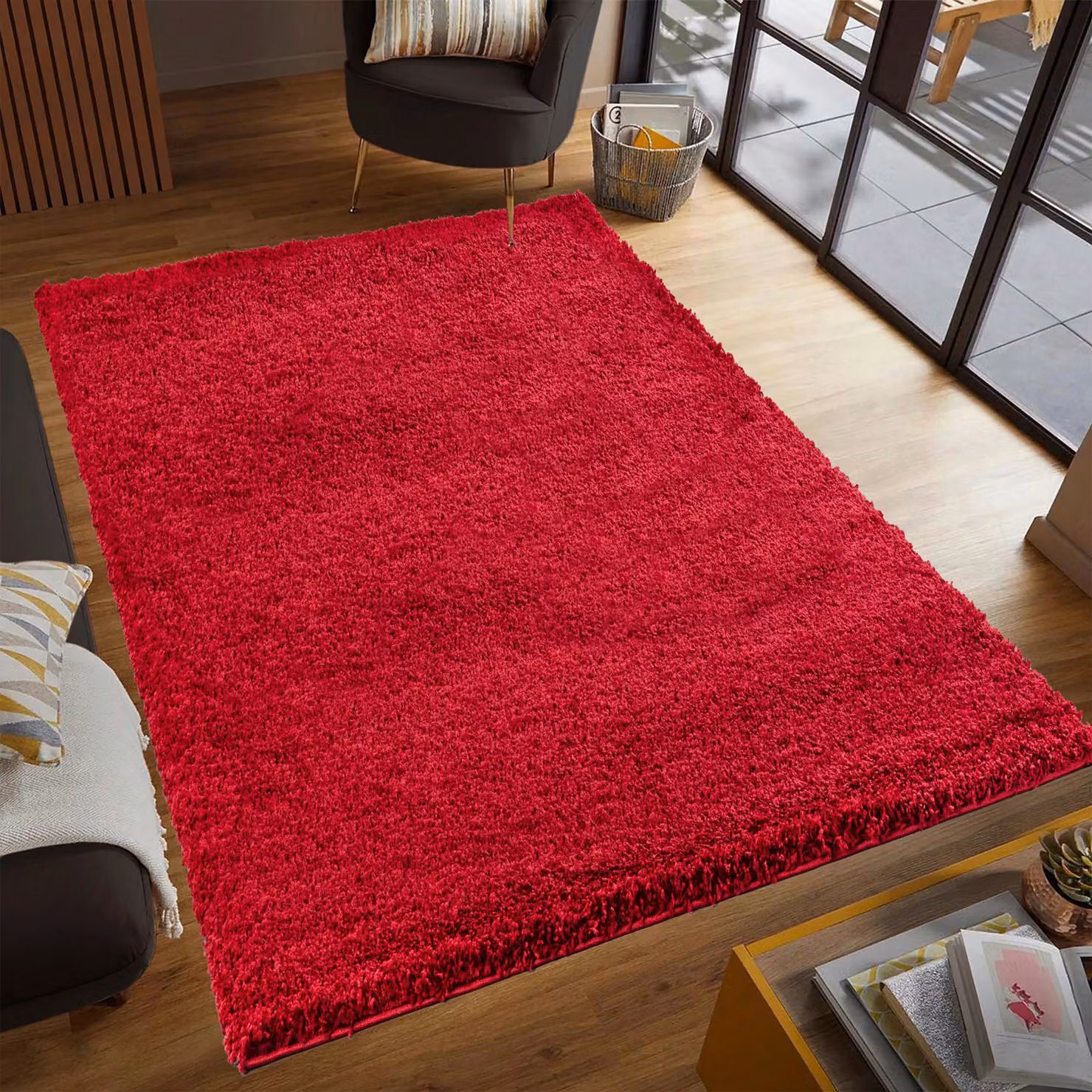 Smart Living Red Shaggy Area Rug with 5cm Thick Pile, W/D: 60 x 110 cm – 2