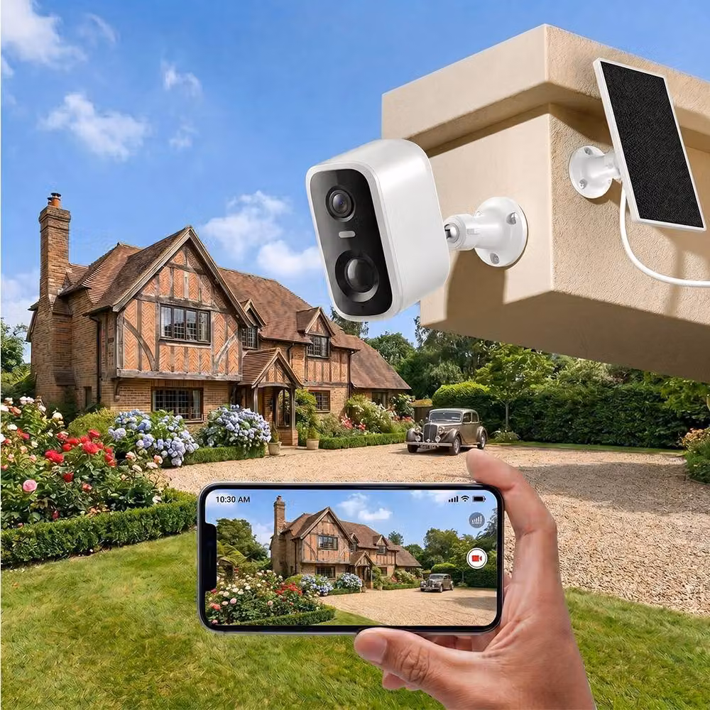 Spector 2K Wireless Solar Outdoor Security Camera with AI Detection and Night Vision in White – 2