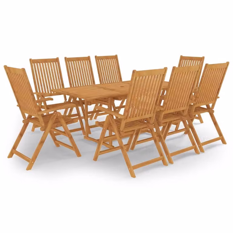 Berkfield Home 9 Piece Brown Solid Teak Wood Garden Dining Set
