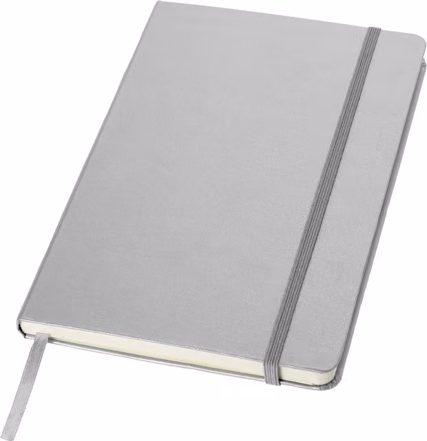 JournalBooks Classic Office Hardcover Notebook in Silver, A5 with Bookmark and Elastic Closure