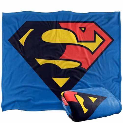 Warner Bros. Superman Shield 1993 Super Soft Fleece Throw Blanket, Black and Red, W: 152 cm, D: 127 cm – 1