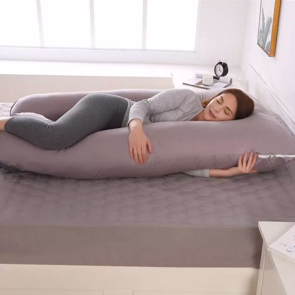 VOGREX Grey U-Shaped Maternity Pillow with Removable Washable Cover – 4