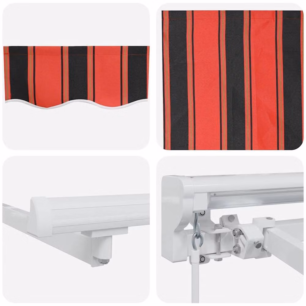 Berkfield Home Manual Retractable Striped Awning in Orange and Black, W: 350 cm, D: 200 cm – 4