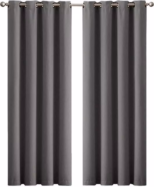 VOGREX Grey Thermal Blockout Eyelet Curtains, 2 Panels, W: 167 cm, H: 183 cm – 1