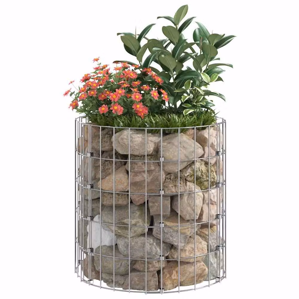 Berkfield Home Durable Circular Galvanised Steel Gabion Post, Silver, W/D/H: 50 x 50 x 50 cm – 3