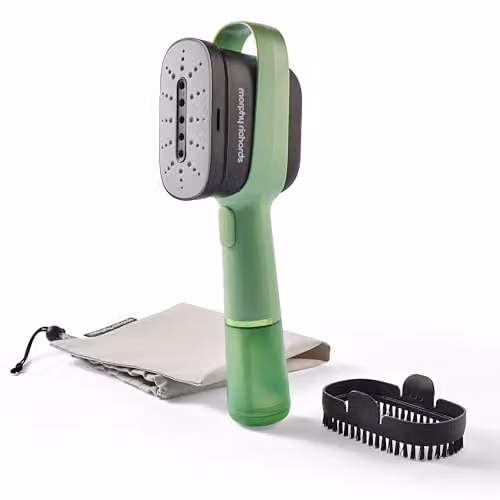 Morphy Richards Vibe Handheld Vertical Garment Steamer with Brush Attachment, Green