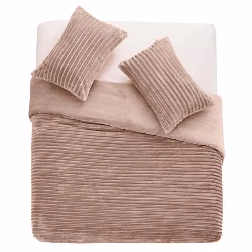 Gaveno Cavailia Ribbed Fleece Duvet Cover and Pillowcase Set, Taupe, W/D/H: 135 x 200 cm – 2