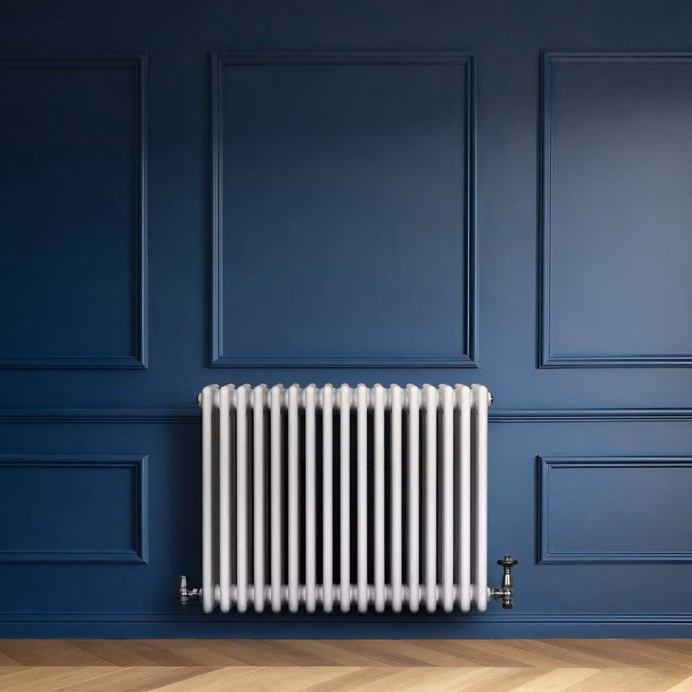 Monstershop Traditional 4 Column Steel Radiator and Valves, White, W: 60.0 cm, H: 78.5 cm – 2