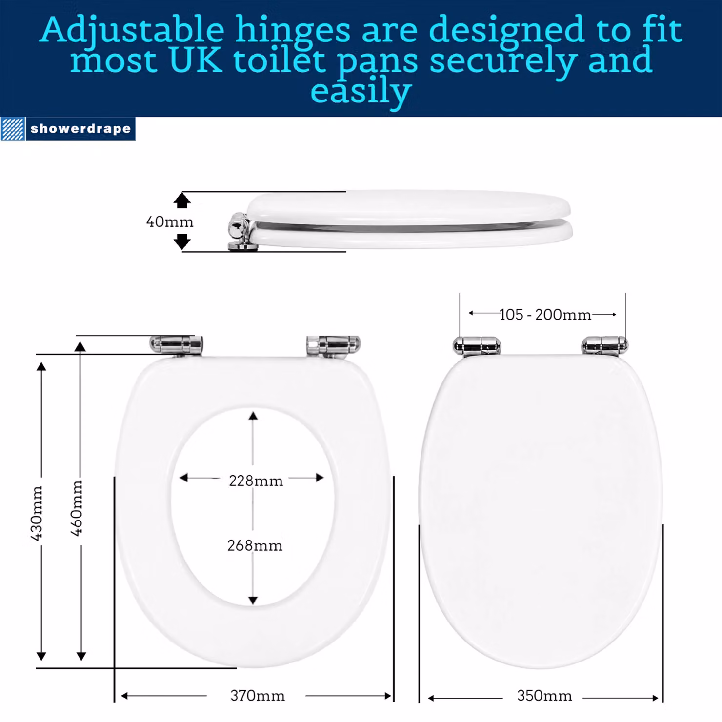Showerdrape Norfolk Soft Close Beech Wooden Toilet Seat in White – 3