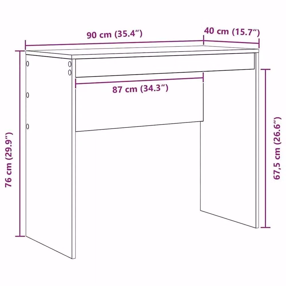FORGEVIO Writing Desk in Light Oak, W/D/H: 90 x 40 x 76 cm – 2