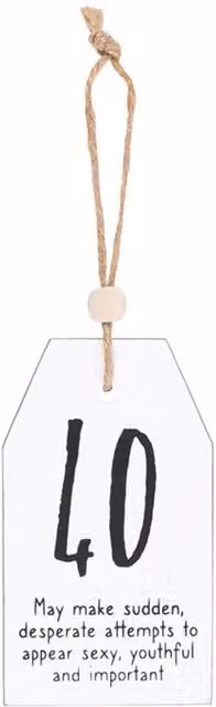 KDMK White 40th Milestone Birthday Hanging Typography Wall Plaque