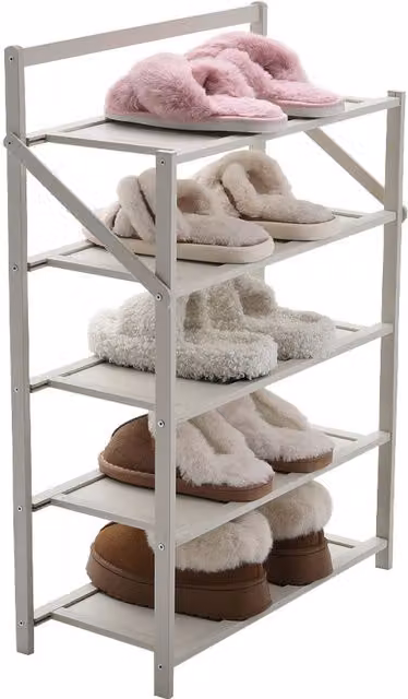 Garden Sanctuary White Bamboo Foldable Shoe Rack 75cm