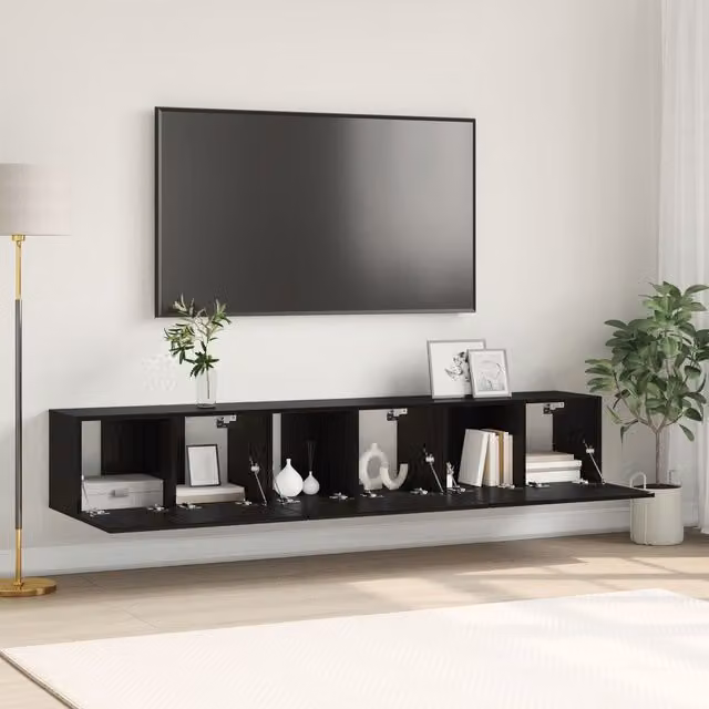 Berkfield Home Modern Black Oak TV Cabinet Set in Engineered Wood