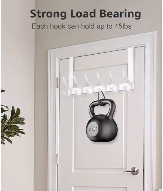 NESTLUNE 14 Hook Aluminium Door Hanger Clothes and Coat Rack in White – 1