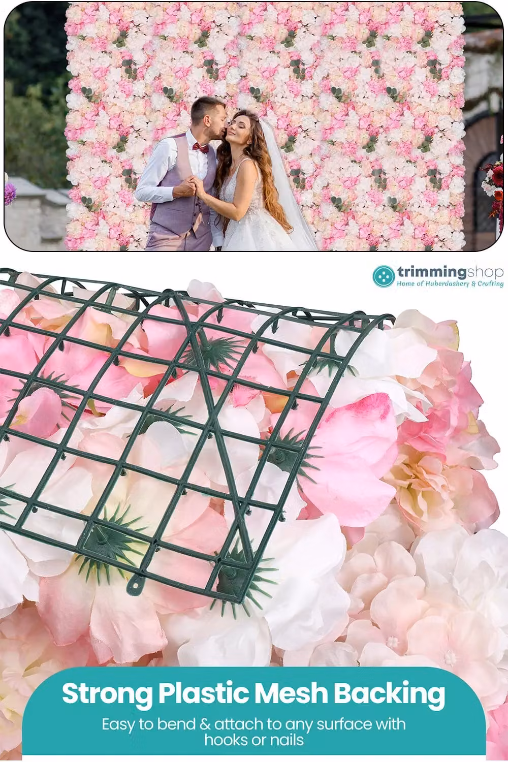 Neel Blue Decorative Artificial Floral Wall Panel in Baby Pink for Wedding Photo Backgrounds – 2