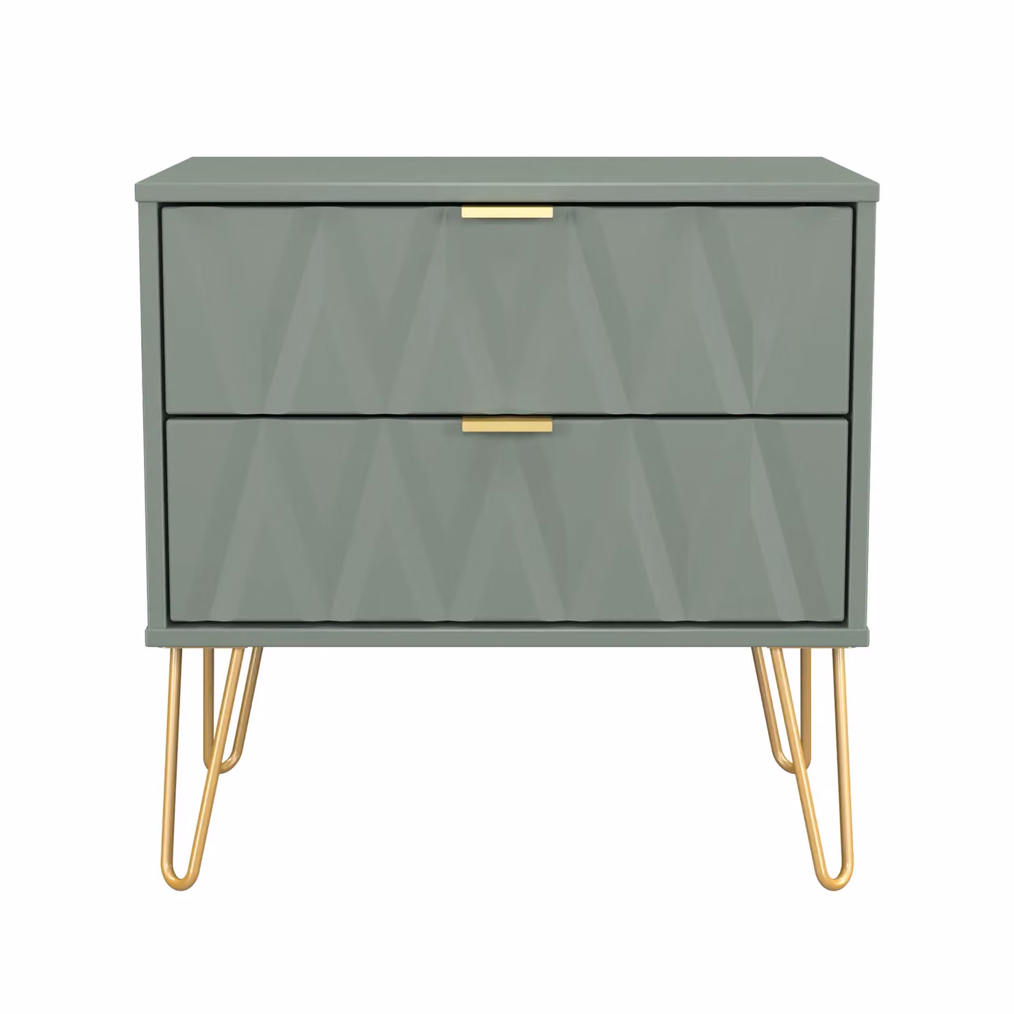 Ready Assembled 2 U Dallas 2 Drawer Side Table in Pale Green and Gold – 2