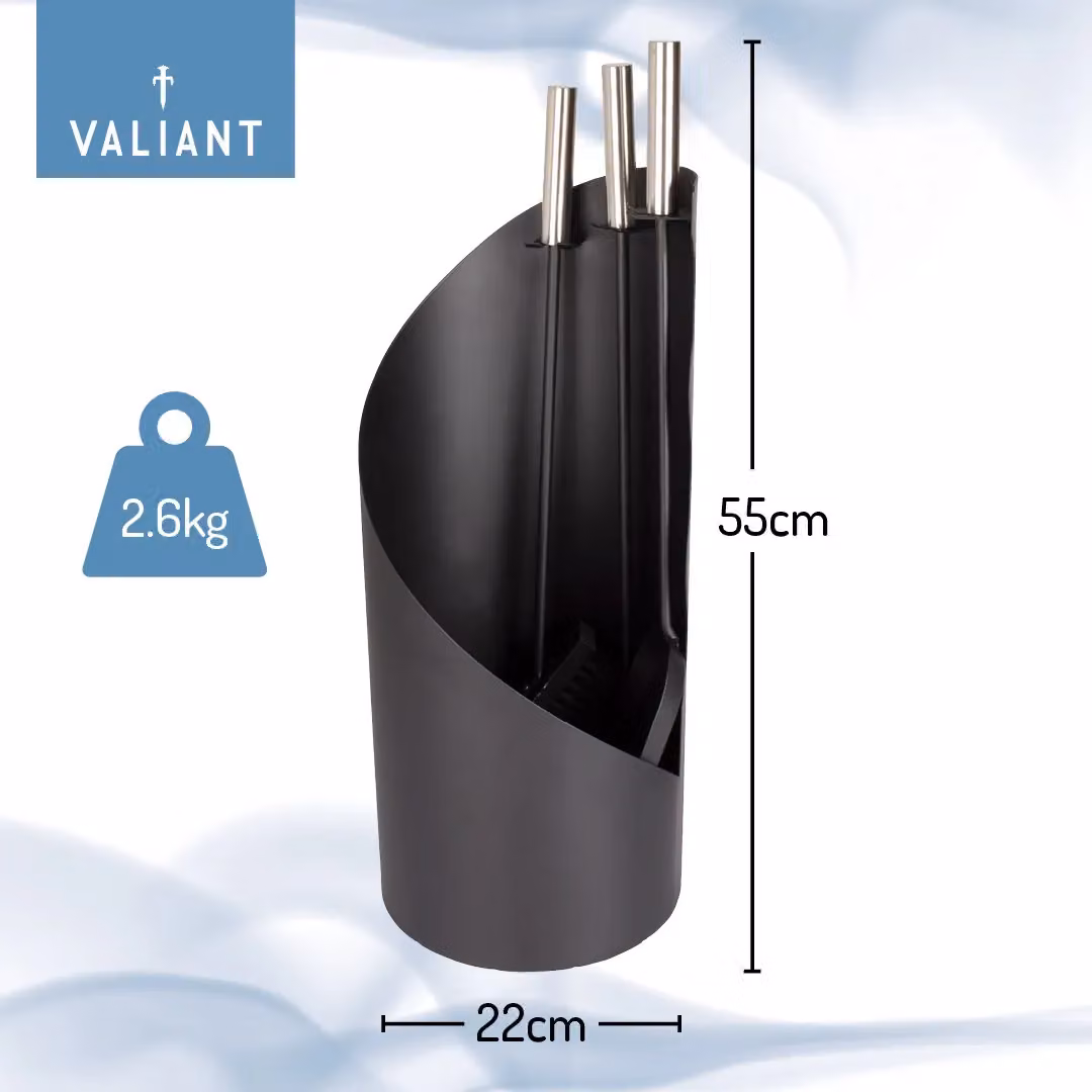 Valiant Fireside Companion Tool Set in Black and Silver – 4