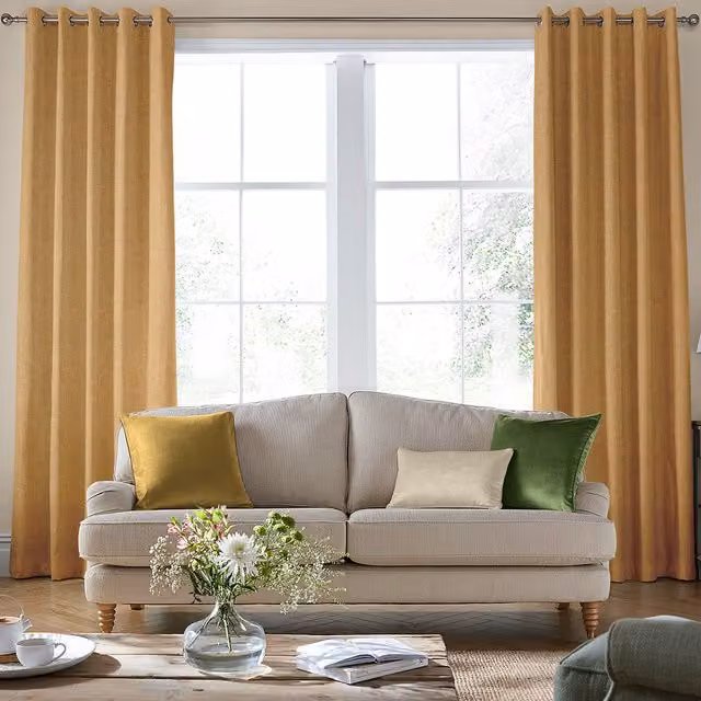 Laura Ashley Easton Made to Measure Blackout Eyelet Curtain Panel in Gold
