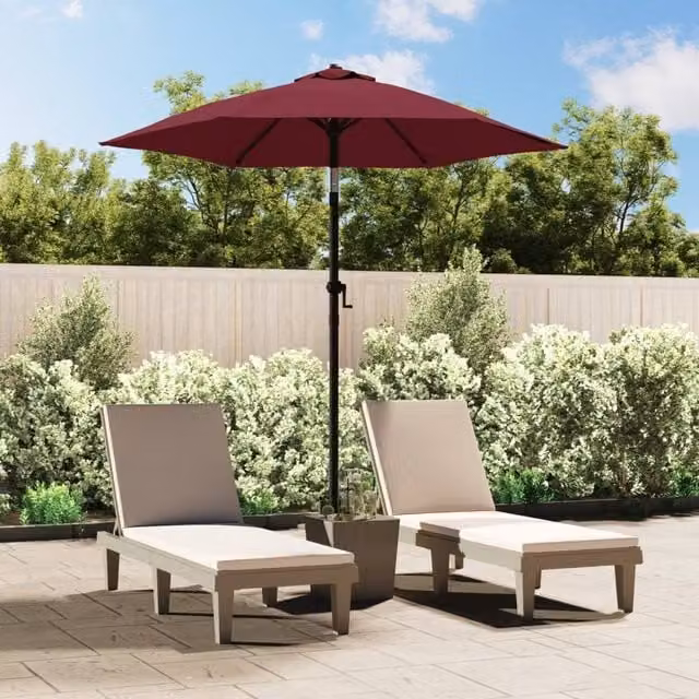 Berkfield Home Burgundy Parasol with Aluminium Frame, W: 200 cm, H: 224 cm