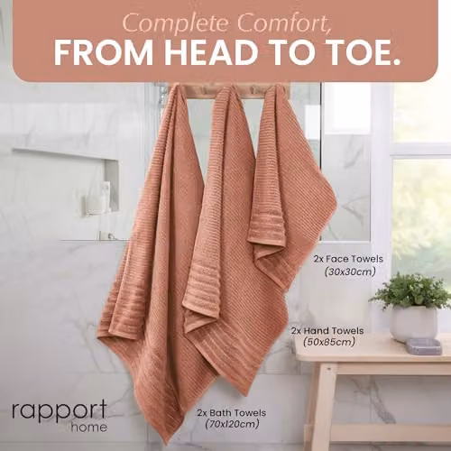 Rapport Home Linear 6-Piece Cotton Towel Bale Set in Red and Pink, 500gsm – 3