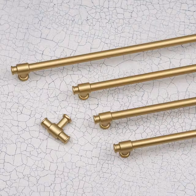 Matt Gold Brass Bar Handles with Clasp Detail