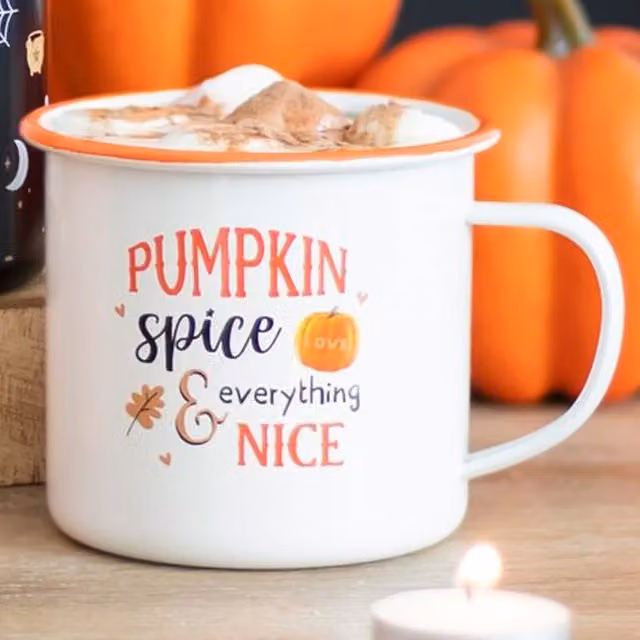 Gloriously Good Pumpkin Spice Everything Nice Enamel Mug in White