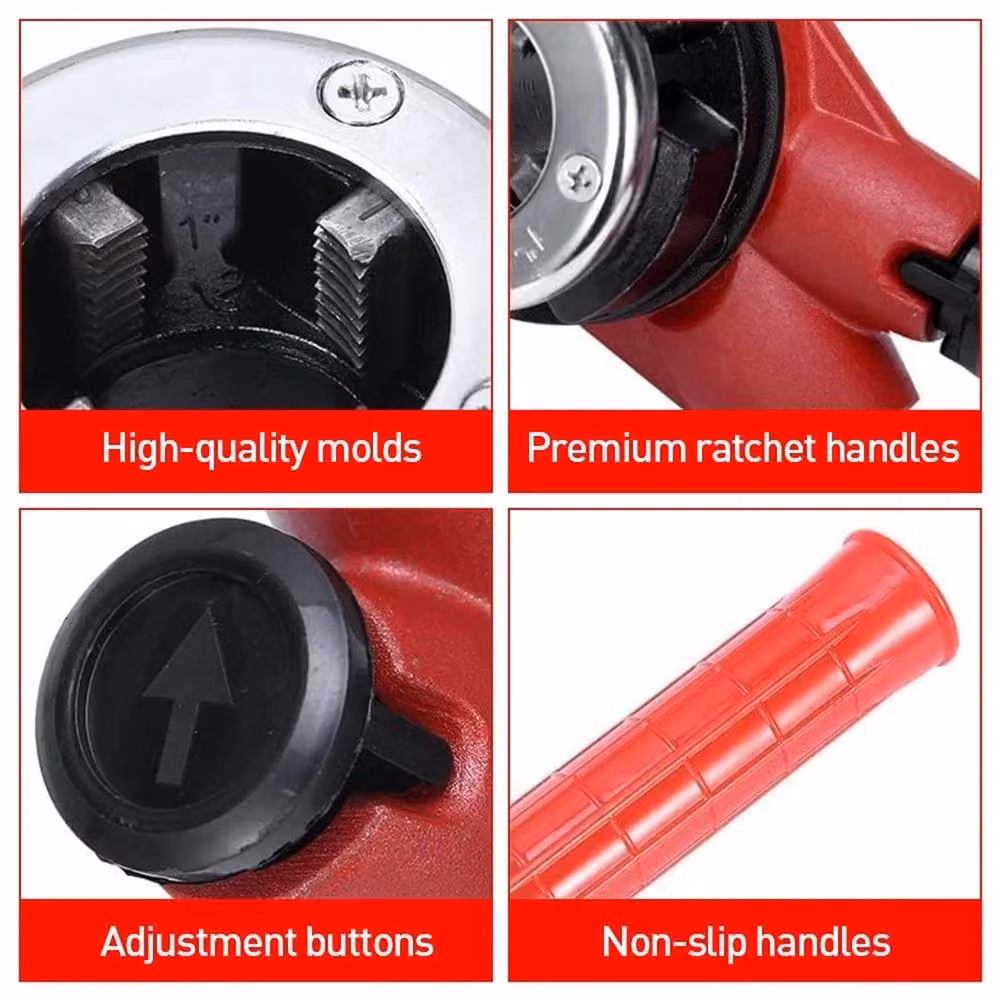 Nordara 6 Heads BSPT Pipe Threading Kit in Red Steel – 4