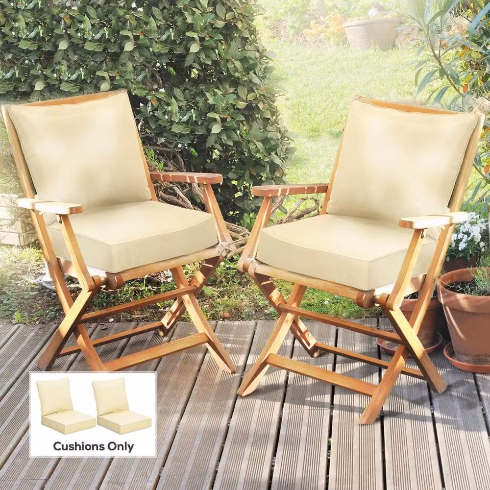 KORVIXA 4 Piece Outdoor Seat and Back Cushion Set in Beige, W/D/H: 100 x 100 x 15 cm – 2