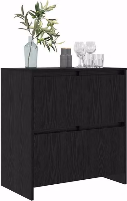 Berkfield Home Modern Black Oak Sideboard with Door, W/D/H: 70 x 41 x 75 cm