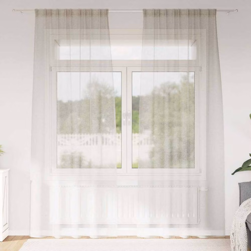 Berkfield Home Plain Polyester Fabric Panel Curtains, 2 Pack, Beige, W: 140 cm, H: 225 cm