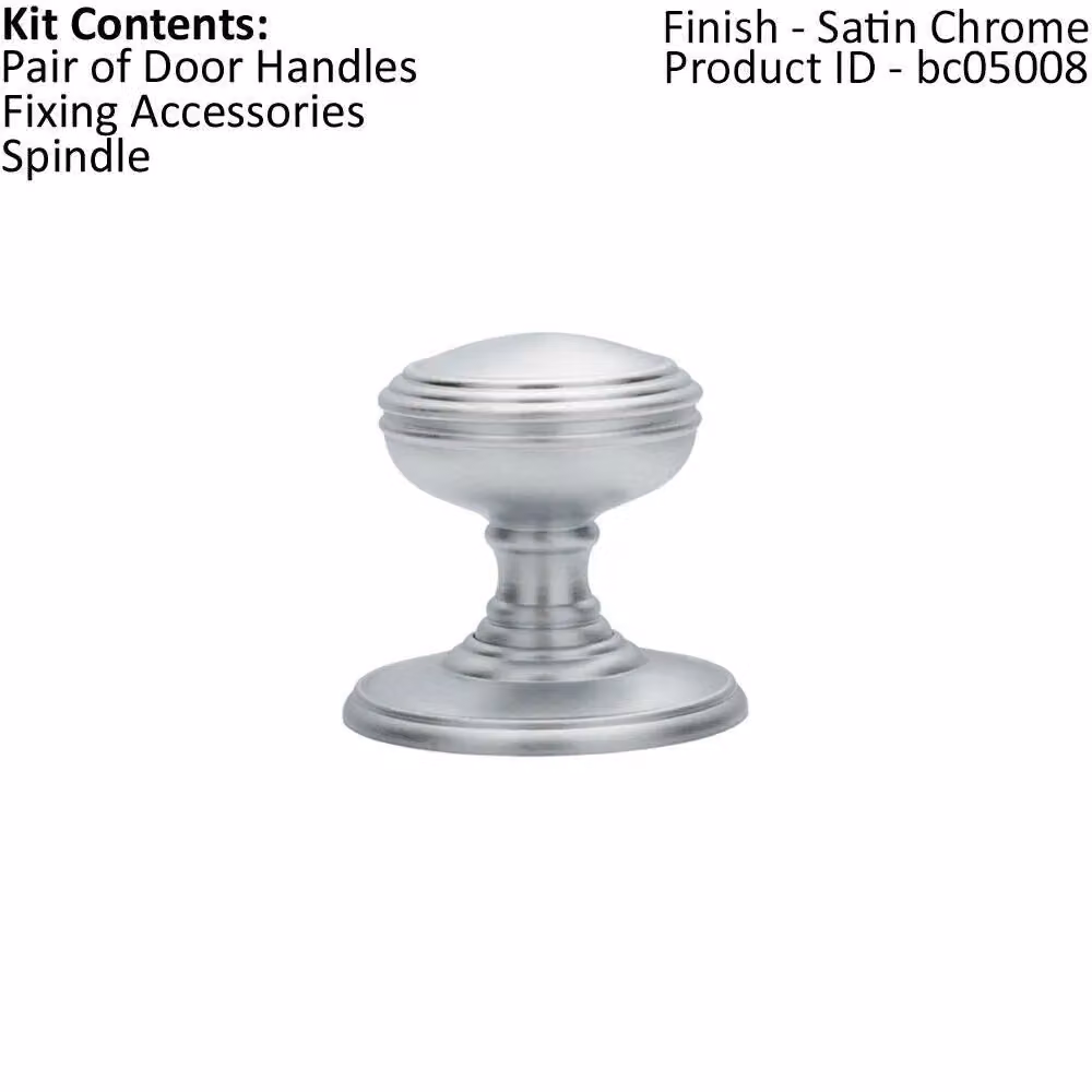 Loops Pair of Textured Mortice Door Knobs in Satin Chrome, 70mm Diameter – 2