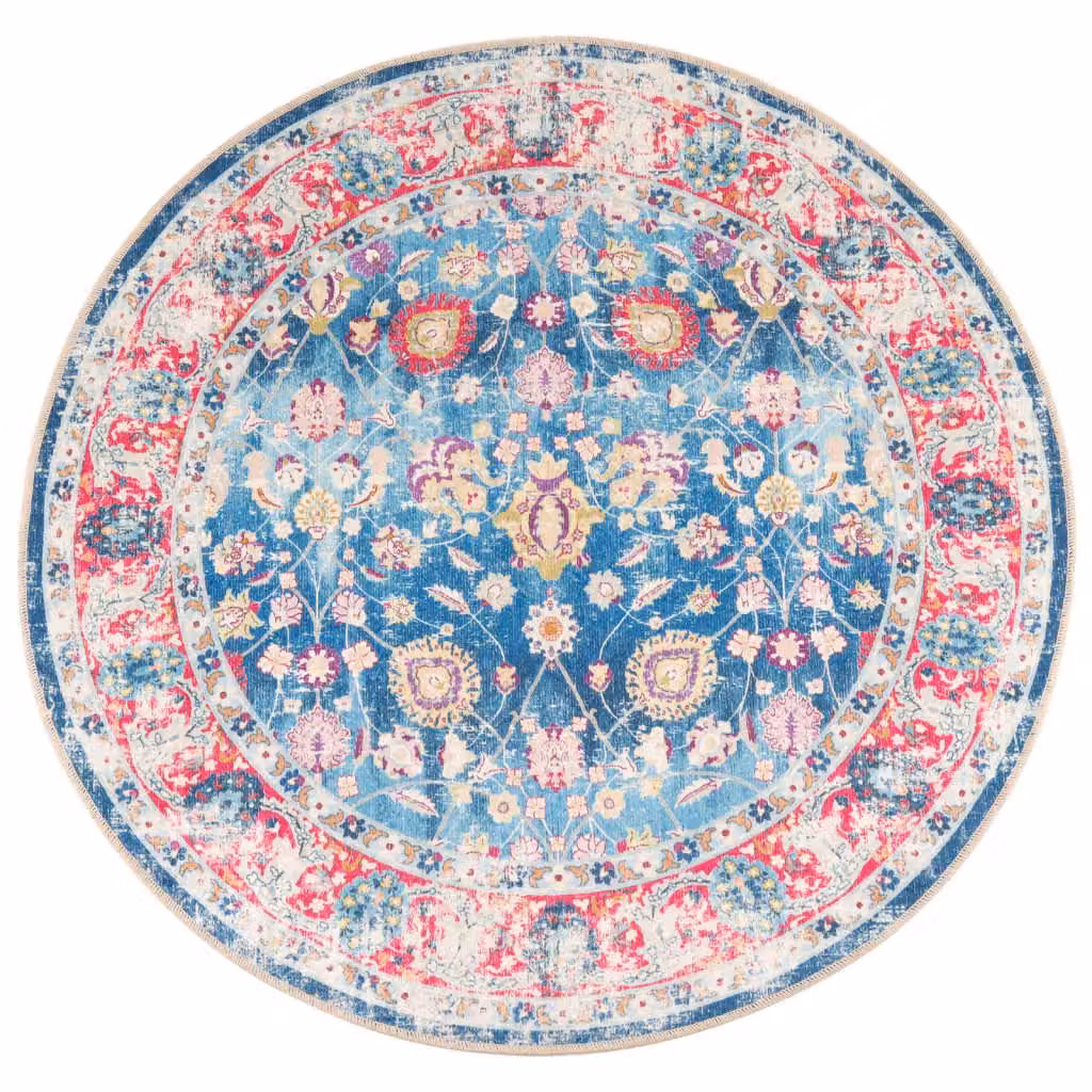 Berkfield Home Washable Multicolour Oriental Round Anti Slip Rug, Diameter: 100 cm – 1