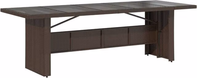 Berkfield Home Extendable Rectangular Garden Table with Glass Top in Brown, W/D/H: 240 x 90 x 75 cm – 1
