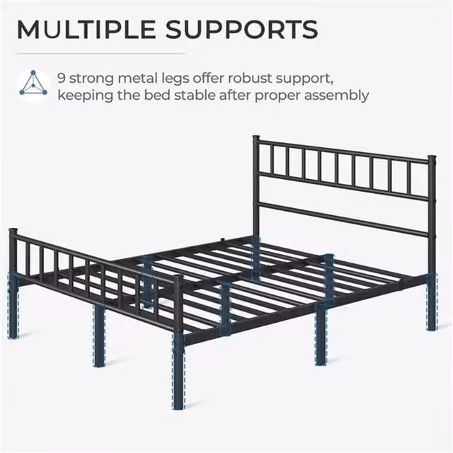 NESTLUNE Double Metal Bed Frame in Black, W/D/H: 140 x 200 cm – 1