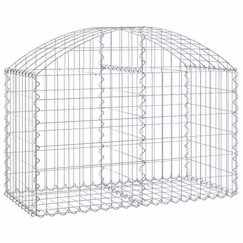 vidaXL Arched Gabion Basket in Silver Galvanised Steel, W/D/H: 100 x 50 x 60/80 cm