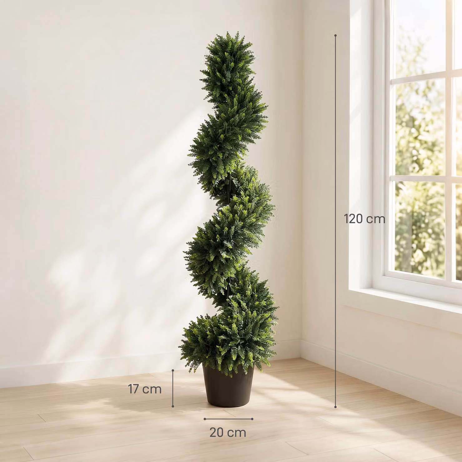HOMCOM Set of 2 Artificial Spiral Cypress Trees in Deep Green, Height: 120 cm – 3